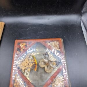 Vintage Mid Century Lucite Acrylic Trivet Hot Plate Seeds & Ferns & Butterfly